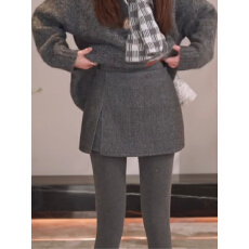 批发大码高级感毛呢短裤裙子女2025新款秋<b class='q'>冬</b>款a字半身裙不规则包臀裙