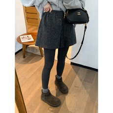 批发大码胖mm韩系灰色毛呢阔腿短裤女<b class='q'>秋</b>冬季新款高级感休闲裤显瘦裤子