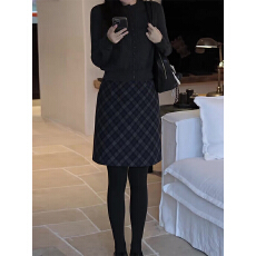 批发复古轻奢格纹毛呢半身裙女2025新款秋<b class='q'>冬</b>款高级感超好看伯克利半裙