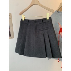 批发<b class='q'>大码</b><b class='q'>女装</b>高腰黑色毛呢半身裙新款秋冬灰色百褶裙胖mm显瘦短裙子女
