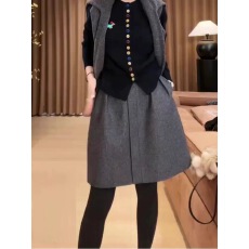 批发灰色毛呢木桶裙女秋<b class='q'>冬</b>季新款大码高腰气质时尚百搭小众设计半身裙