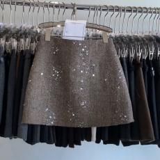 批发欧货重工亮片短裙女大码<b class='q'>胖</b><b class='q'>mm</b>2025秋冬新款高腰显瘦毛呢A字包臀裙