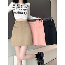 批发实拍#简约休闲西装半身裙女春夏季2026新款高腰显瘦直筒裙短裙子