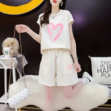 批发官图特价纯棉后包领21支200克2025夏季休闲运动短袖<b class='q'>T</b><b class='q'>恤</b>短裤女套装