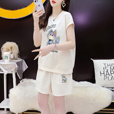 批发官图特价纯棉后包领21支200克2025夏季休闲运动短袖<b class='q'>T</b><b class='q'>恤</b>短裤女套装