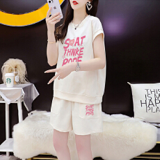 批发官图特价纯棉后包领21支200克2025夏季休闲运动短袖<b class='q'>T</b><b class='q'>恤</b>短裤女套装