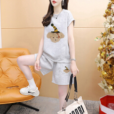 批发官图特价纯棉后包领21支200克2025夏季休闲运动短袖<b class='q'>T</b><b class='q'>恤</b>短裤女套装