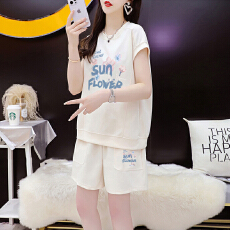 批发官图特价纯棉后包领21支200克2025夏季休闲运动短袖<b class='q'>T</b><b class='q'>恤</b>短裤女套装