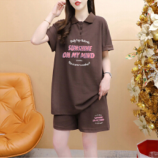 批发官图特价纯棉后包领21支200克2025夏季休闲运动短袖<b class='q'>T</b><b class='q'>恤</b>短裤女套装