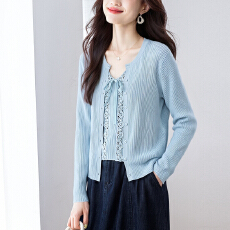 批发实拍 韩版百搭薄款<b class='q'>针织</b><b class='q'>开衫</b>+温柔花边吊带套装女2026早春两件套