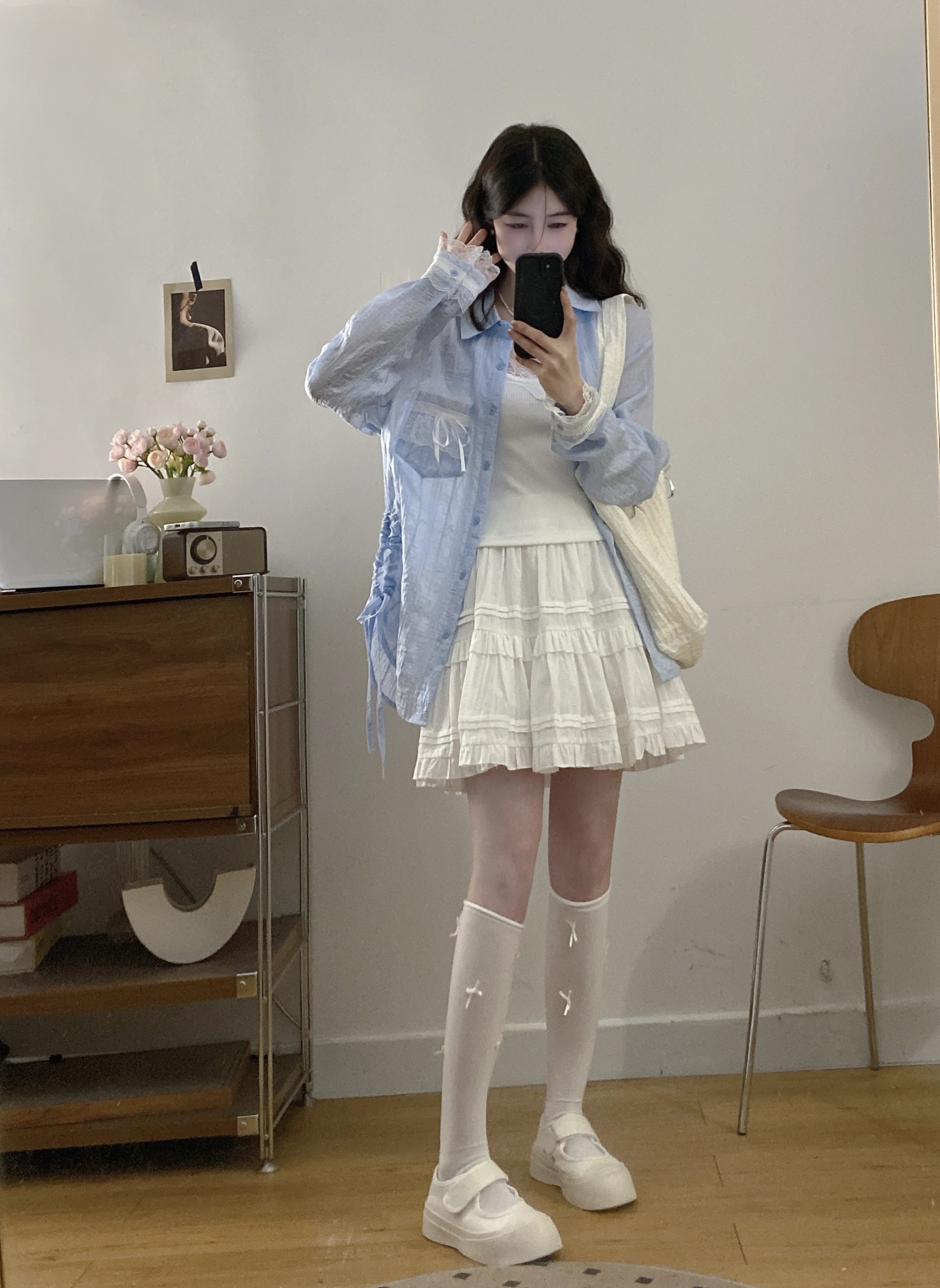실사 새로운 몸매 가꾸기 슬림해 보이는 캐미솔 레이스 조각 트임 셔츠 패션 반신 스커트 빅 사이즈 세트