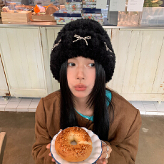 批发韩版ins蝴蝶结毛绒帽子女软糯毛绒盆帽加厚护耳气质针织帽显脸小