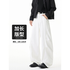 批发高个子加长版秋季美式潮牌褶皱设计高级感宽松直筒西裤男女同款