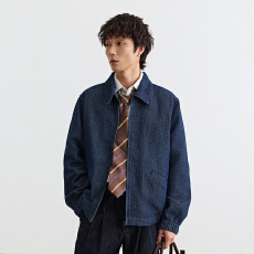 批发秋季高街美式日系提花牛仔<b class='q'>夹克</b>男2025<b class='q'>新款</b>经典个性牛仔外套男女款