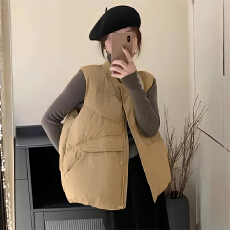批发外穿坎肩纯色加厚背心马夹羽绒棉马甲女秋冬新款时尚保暖外套
