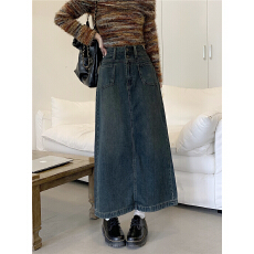 批发实拍大码<b class='q'>牛仔</b>半身裙女胖mm宽松高腰遮胯显瘦梨形身材中长款a字裙