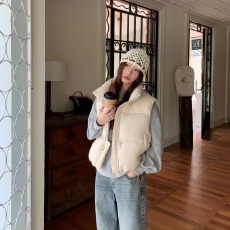 批发<b class='q'>大码</b>女装短款羽绒棉马甲女秋冬立领宽松休闲百搭洋气马夹官图