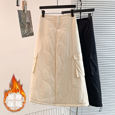 批发实拍韩版文艺女装羽绒棉半身裙2025冬季新款加厚夹棉蓬松保暖<b class='q'>长裙</b>