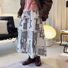 批发非实拍复古印花拼接松紧腰夹棉加厚半身裙女冬季新款宽松显瘦<b class='q'>长裙</b>