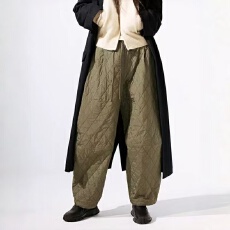 批发非实拍韩国菱格夹棉加厚阔腿<b class='q'>裤</b><b class='q'>女冬</b>季新款系带松紧腰宽松显瘦棉<b class='q'>裤</b>