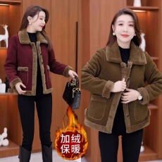 批发加绒加厚保暖外套2025冬季新款中老年妈妈装<b class='q'>女</b>士时尚洋气短款夹克