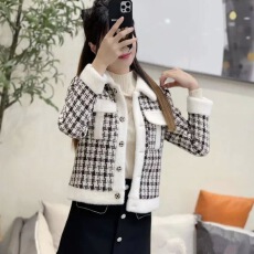 批发时尚女装百搭短款小香风外套<b class='q'>千鸟格</b>秋冬装新款加绒保暖上衣开衫