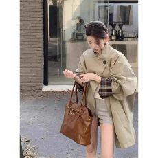 批发卡其色风衣外套女2026春秋新款韩版宽松显瘦中长款英伦风大衣ins