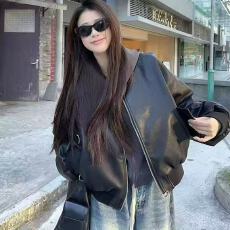 批发美式复古<b class='q'>皮衣</b>外套春秋2025新款港风小个子爆款pu皮夹克机车上衣