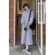 批发250克大<b class='q'>卫衣</b> 双层帽 冬季加绒加厚韩版简约休闲开叉<b class='q'>连衣裙</b><b class='q'>卫衣</b>女