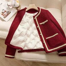 批发红色新款外套羽绒棉小香风名媛高级法式设计时尚气质长袖上衣外套