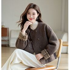 批发内里加厚圈圈毛呢外套秋<b class='q'>冬</b>新款韩版女装时尚气质小个子百搭上衣