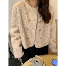 批发小香风环保水貂皮草外套<b class='q'>女</b>短款2025冬季年轻款小个子减龄毛毛上衣