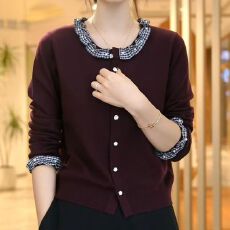 批发秋冬时尚新款木耳领开衫纽扣上衣中老年遮肚减龄藏肉长袖小<b class='q'>外套</b>女