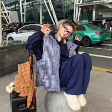 批发2025<b class='q'>秋</b>冬美式无袖格子坎肩棉马甲男女宽松潮流叠穿外套