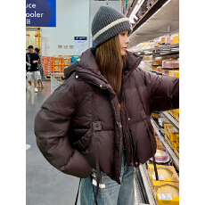 批发<b class='q'>特价</b>咖色<b class='q'>羽绒服</b>女短款小个子龟背冬季2025新款加厚美拉德棕色外套