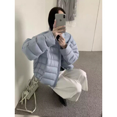 批发新国标90白鸭绒排骨羽绒服女短款新款韩版立领时髦简约面包服外套