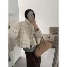 批发90白鸭绒针织拼接排骨羽绒服女2026年冬季新款面包服小个子外套