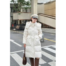 批发白鸭绒2026冬季新款羽绒服女中长款连帽时尚休闲户外防风外套