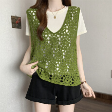 批发实拍实价 法式钩花镂空马甲背心2026<b class='q'>夏</b>季超好看外搭罩衫叠穿上衣