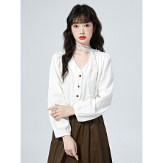 批发实拍2025新款法式V领衬衫小众设计感减龄上衣+<b class='q'>蕾丝</b><b class='q'>披肩</b>