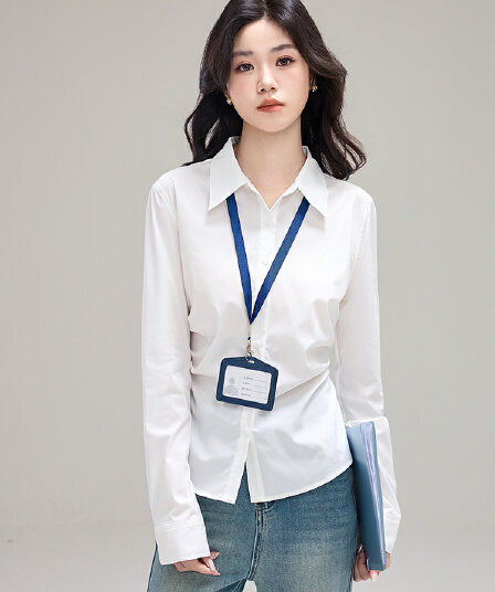 실사 프랑스식 레트로 스타일 긴팔 여성 셔츠 2026 년 봄 새로운 경력 몸매 가꾸기 디자인 센스 작은 대중 맨위