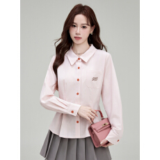 批发实拍2025<b class='q'>衬衫</b>女秋显瘦收腰气质女装清新通勤长袖上衣