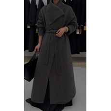 批发韩<b class='q'>系</b>设计感立领双面羊毛大衣女秋冬新款长款气质收腰显瘦毛呢外套