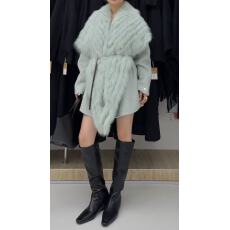 批发大<b class='q'>翻领</b>拼接车条狐狸毛外套女2025新款爆款洋气网红开衫毛衣中长款