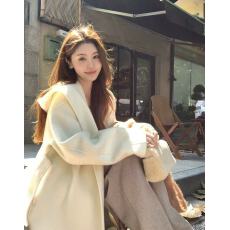 批发苏九儿羊毛大衣女<b class='q'>中长款</b>2025新款收腰呢子超好看冬季连帽毛呢外套