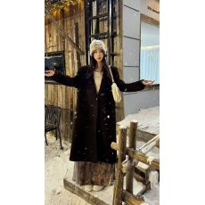 批发新款白色双面羊绒大衣软糯细羊毛大衣<b class='q'>中长款</b>腰带今年流行毛呢外套