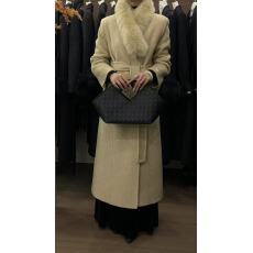 批发狐狸毛领<b class='q'>双面</b>羊毛<b class='q'>大衣</b>女款2025新款冬季加厚收腰显瘦高级长款外套