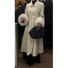 批发2025冬季双面羊毛羊绒大衣女加厚高级感双层狐狸毛袖口<b class='q'>中长款</b>外套