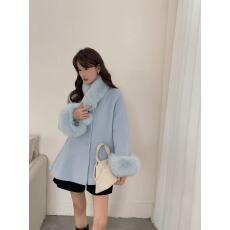 批发富家千金可拆狐狸毛领袖口<b class='q'>双面</b>呢<b class='q'>大衣</b>女秋2025冬新款100%羊毛外套