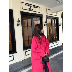 批发富家千金感黄色双面羊毛大衣女25冬小个子高级感<b class='q'>中长款</b>毛呢外套秋